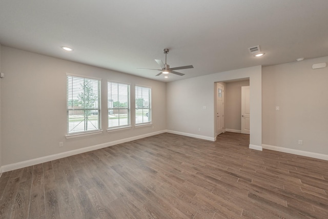 9553 Thorncrown Ln, Fort Worth, TX 76179 - unfurnished room with a ceiling fan, wood finished floors, baseboards, and recessed lighting