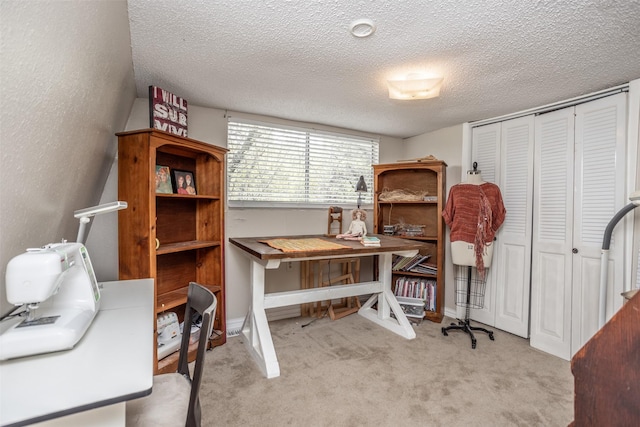 1867 Chaparral Dr, Gainesville, TX 76240 - office with a textured ceiling and light carpet
