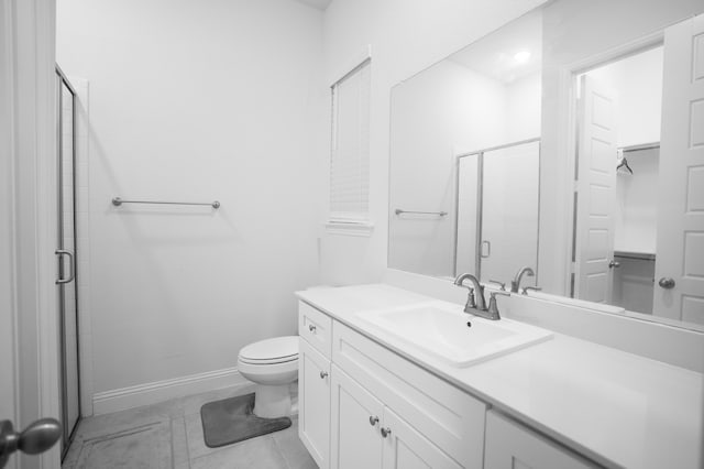 4569 Wilbarger St, Plano, TX 75024 - bathroom with a stall shower, baseboards, toilet, and vanity