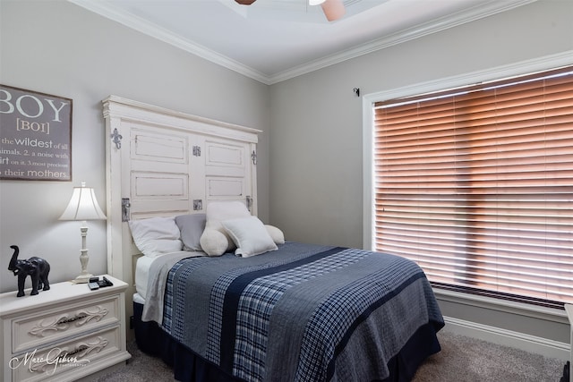 2228 Grapevine Ln, Haughton, LA 71037 - carpeted bedroom with crown molding and ceiling fan