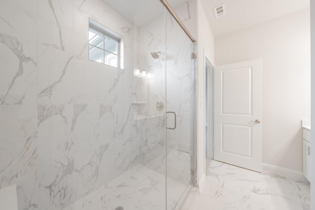 9709 Thorncrown Ln, Fort Worth, TX 76179 - full bath with a marble finish shower, vanity, and baseboards