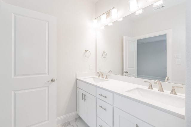 9709 Thorncrown Ln, Fort Worth, TX 76179 - full bathroom featuring marble look tile flooring, baseboards, and double vanity