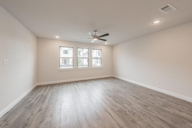 9709 Thorncrown Ln, Fort Worth, TX 76179 - empty room featuring a ceiling fan, wood finished floors, baseboards, and recessed lighting