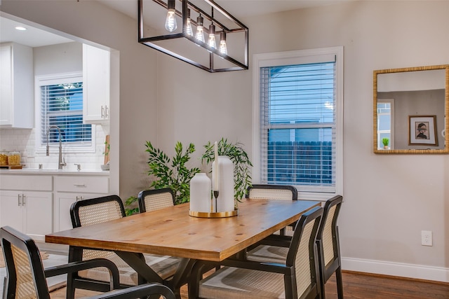 1300 Mountain Lake Rd, Dallas, TX 75224 - dining room with baseboards, wood finished floors, and recessed lighting