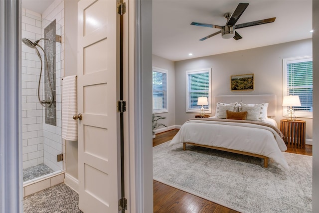 1300 Mountain Lake Rd, Dallas, TX 75224 - bedroom featuring wood finished floors, baseboards, recessed lighting, and ceiling fan