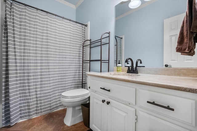 1304 Brook Arbor Dr, Mansfield, TX 76063 - bathroom featuring crown molding, toilet, and vanity