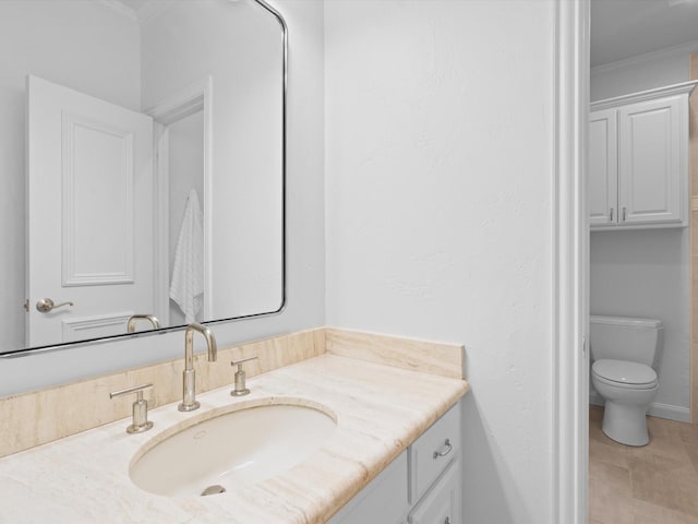 5916 Orchard Park Dr, Frisco, TX 75034 - bathroom with ornamental molding, vanity, and toilet