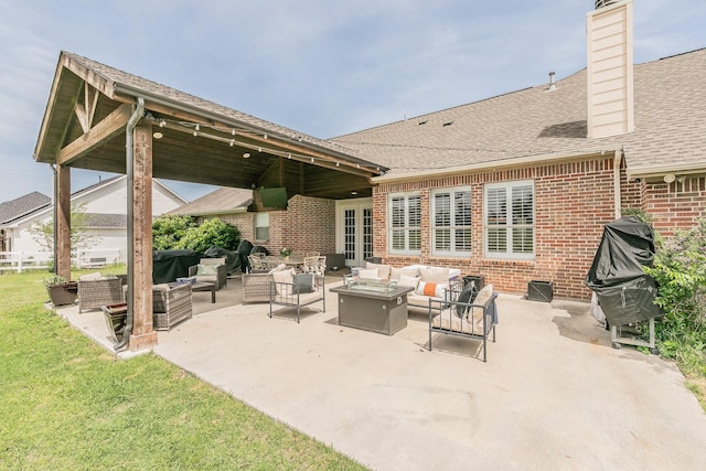 1132 Mount Ln, Rhome, TX 76078 - view of patio with outdoor lounge area and grilling area