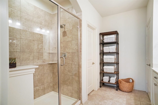 7132 Huckleberry Dr, Mckinney, TX 75070 - bathroom featuring a stall shower and tile patterned floors