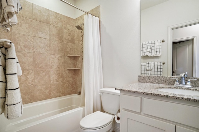 7132 Huckleberry Dr, Mckinney, TX 75070 - bathroom featuring toilet, shower / bath combination with curtain, and vanity