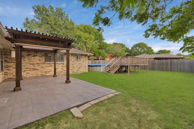 7357 Channel View Dr, Fort Worth, TX 76133 - view of yard featuring a deck, stairway, a patio area, and a pergola