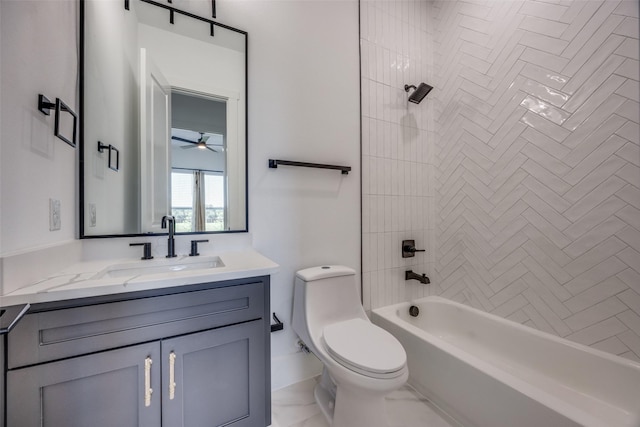 145 Chisolm Trl, Pottsboro, TX 75076 - full bath featuring toilet, vanity, shower / bath combination, and ceiling fan