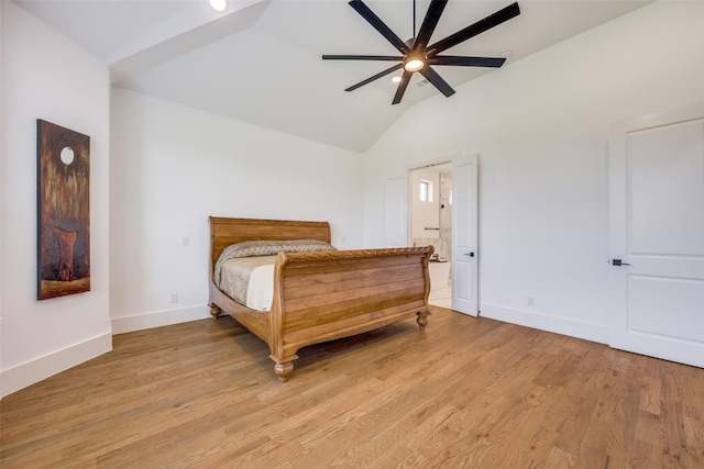145 Chisolm Trl, Pottsboro, TX 75076 - bedroom featuring vaulted ceiling, light wood-style flooring, baseboards, and a ceiling fan