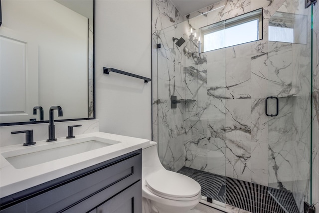 145 Chisolm Trl, Pottsboro, TX 75076 - bathroom featuring toilet, vanity, and a marble finish shower