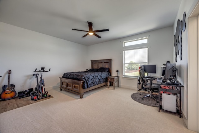 145 Chisolm Trl, Pottsboro, TX 75076 - carpeted bedroom with a desk, ceiling fan, and baseboards
