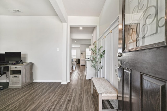 1904 Tomahawk Trl, Aubrey, TX 76227 - entrance foyer featuring dark wood-type flooring and baseboards