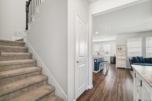 1904 Tomahawk Trl, Aubrey, TX 76227 - staircase featuring wood finished floors, recessed lighting, and baseboards