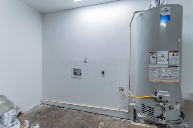 1725 Camara Ct, Grand Prairie, TX 75051 - laundry area featuring water heater and hookup for a washing machine