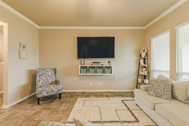 7314 Boulder Star Way, Temple, TX 76502 - living room with ornamental molding, baseboards, and stone finish flooring