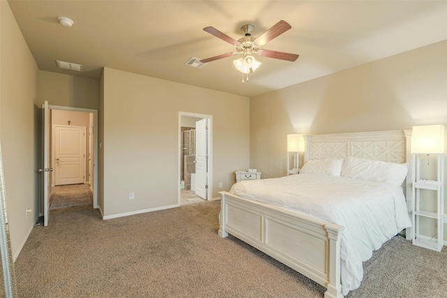 7314 Boulder Star Way, Temple, TX 76502 - bedroom featuring light carpet, baseboards, a ceiling fan, and ensuite bathroom