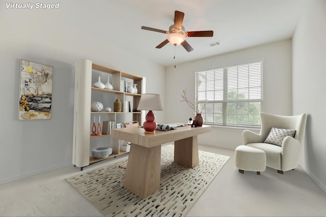 11130 Villa Canales Ln, Frisco, TX 75035 - office space featuring baseboards, ceiling fan, and carpet floors