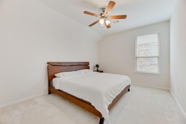 11130 Villa Canales Ln, Frisco, TX 75035 - bedroom with light carpet, baseboards, a ceiling fan, and lofted ceiling