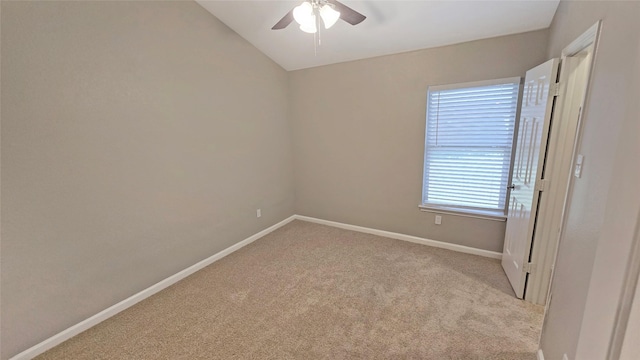 7305 Moon Ridge Ct, Fort Worth, TX 76133 - unfurnished room with carpet floors, baseboards, a ceiling fan, and lofted ceiling