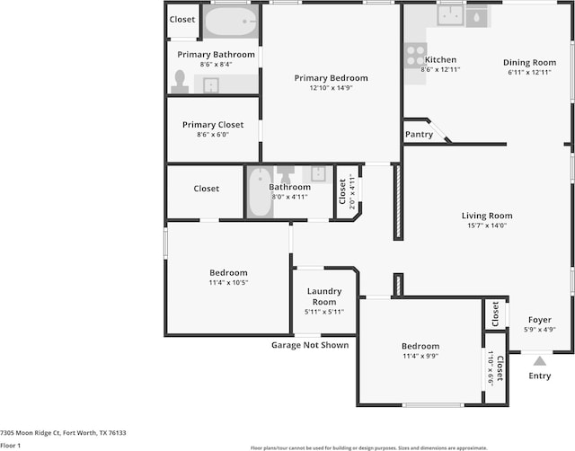7305 Moon Ridge Ct, Fort Worth, TX 76133 - floor plan / room layout
