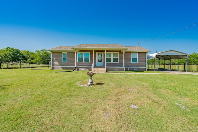 7510 County Road 118, Kaufman, TX 75142 - view of front of property featuring a carport, crawl space, and a porch