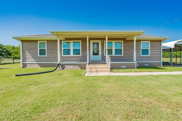 7510 County Road 118, Kaufman, TX 75142 - view of front facade featuring crawl space, covered porch, and a carport