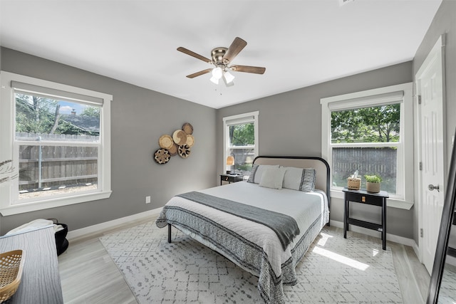 1900 N 15th St, Waco, TX 76707 - bedroom featuring light wood finished floors, baseboards, and a ceiling fan