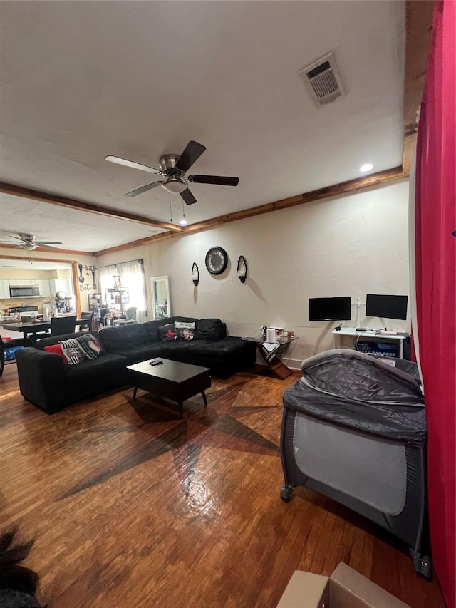 1248 E Allen Ave, Fort Worth, TX 76104 - living area with ceiling fan and wood finished floors