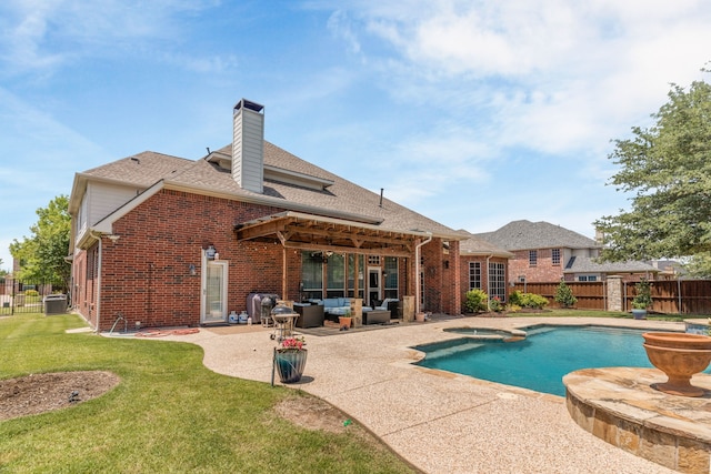 1730 Monaco Dr, Allen, TX 75002 - view of pool featuring an outdoor hangout area, a patio, and a pool with connected hot tub