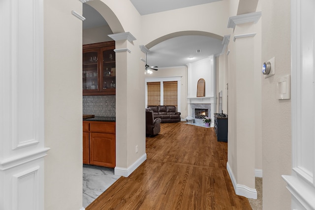 1730 Monaco Dr, Allen, TX 75002 - corridor with arched walkways and light wood-type flooring