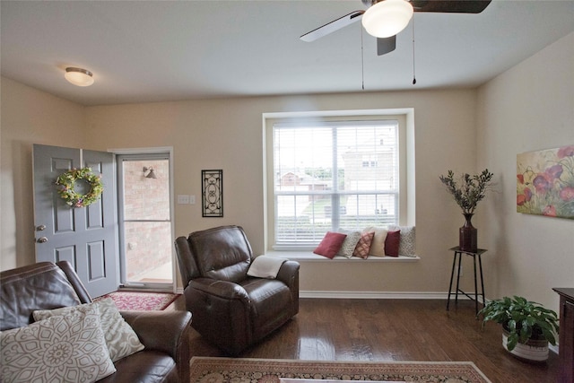 908 Reveille Rd, Fort Worth, TX 76108 - living area with ceiling fan, wood finished floors, and baseboards
