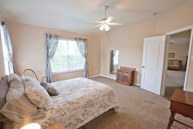 908 Reveille Rd, Fort Worth, TX 76108 - bedroom with carpet floors, ceiling fan, baseboards, and lofted ceiling