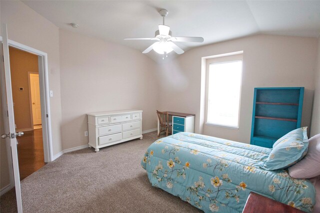 908 Reveille Rd, Fort Worth, TX 76108 - carpeted bedroom featuring lofted ceiling, ceiling fan, and baseboards