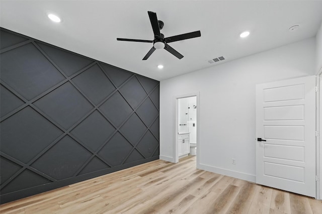 2927 Valentine St, Dallas, TX 75215 - unfurnished room with ceiling fan, light wood-type flooring, baseboards, and recessed lighting