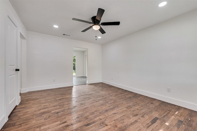 4320 Carmel Ave, Fort Worth, TX 76119 - spare room featuring wood finished floors, recessed lighting, ceiling fan, and baseboards