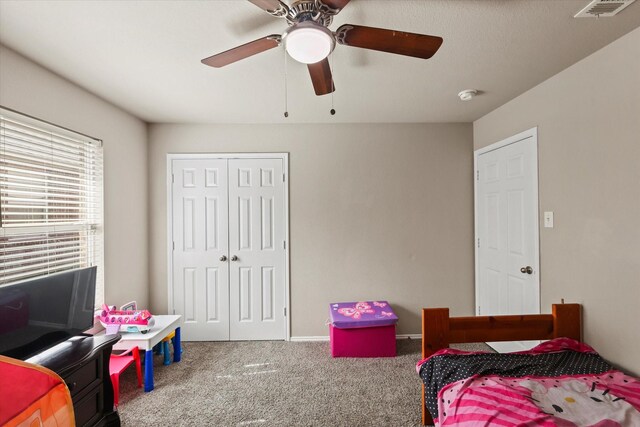 2352 Clairborne Dr, Fort Worth, TX 76177 - carpeted bedroom featuring a closet and a ceiling fan