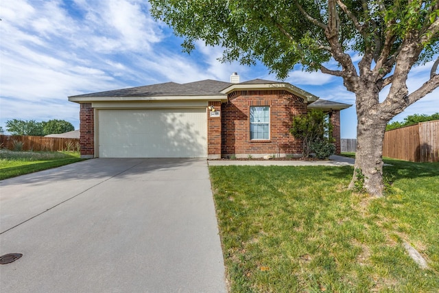 14320 Polo Ranch St, Fort Worth, TX 76052 - single story home featuring an attached garage, driveway, brick siding, and a chimney