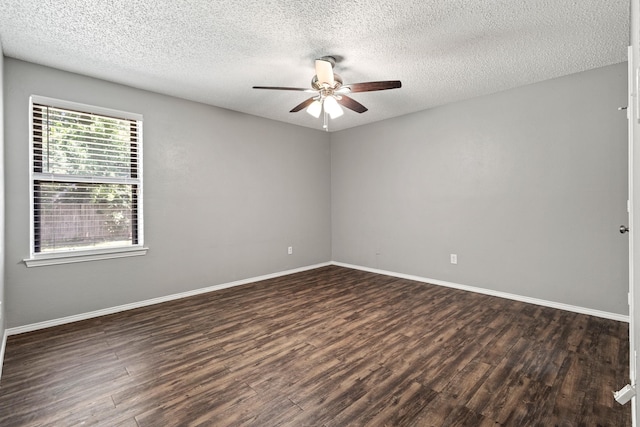 1530 Lime Leaf Ln, Duncanville, TX 75137 - unfurnished room featuring a ceiling fan, dark wood-type flooring, a textured ceiling, and baseboards