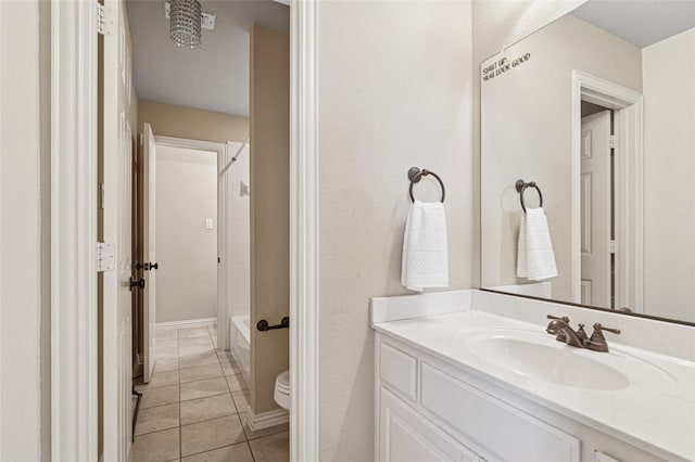 801 Shadow Hill Dr, Prosper, TX 75078 - full bath featuring toilet, vanity, shower / washtub combination, and tile patterned flooring