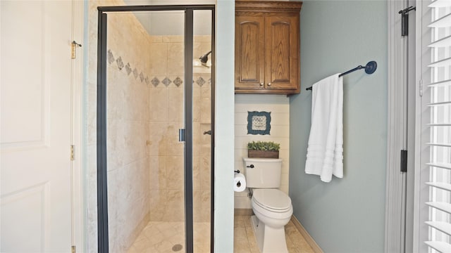 12046 Erin Ln, Fort Worth, TX 76179 - full bathroom featuring a stall shower, toilet, and tile patterned flooring