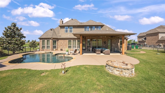 12046 Erin Ln, Fort Worth, TX 76179 - view of pool with an outdoor living space with a fire pit and a patio