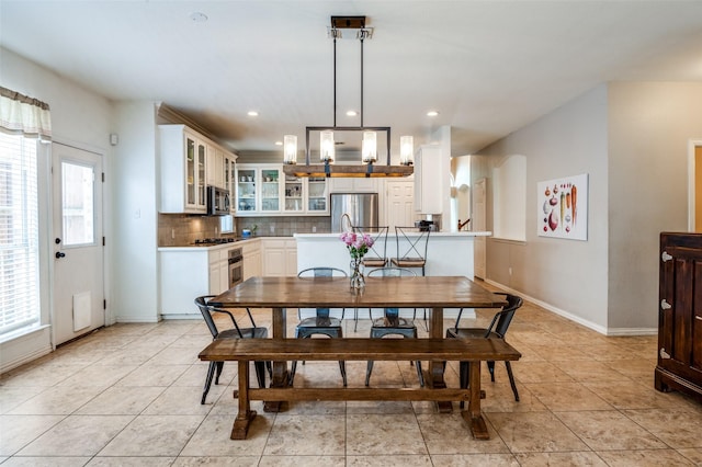 1414 Tulane Ct, Allen, TX 75013 - dining area featuring healthy amount of natural light, baseboards, recessed lighting, and light tile patterned floors