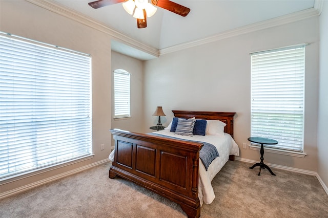 1414 Tulane Ct, Allen, TX 75013 - bedroom featuring ornamental molding, light carpet, baseboards, and ceiling fan