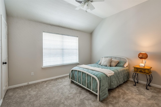 1414 Tulane Ct, Allen, TX 75013 - carpeted bedroom with vaulted ceiling, baseboards, and ceiling fan