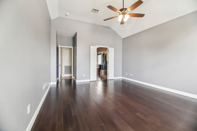 11003 Canoe Rd, Frisco, TX 75035 - unfurnished room with vaulted ceiling, a ceiling fan, wood finished floors, and baseboards