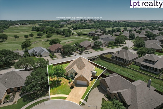 10717 Greenview Ct, Benbrook, TX 76126 - aerial perspective of suburban area with property boundaries highlighted and a golf club